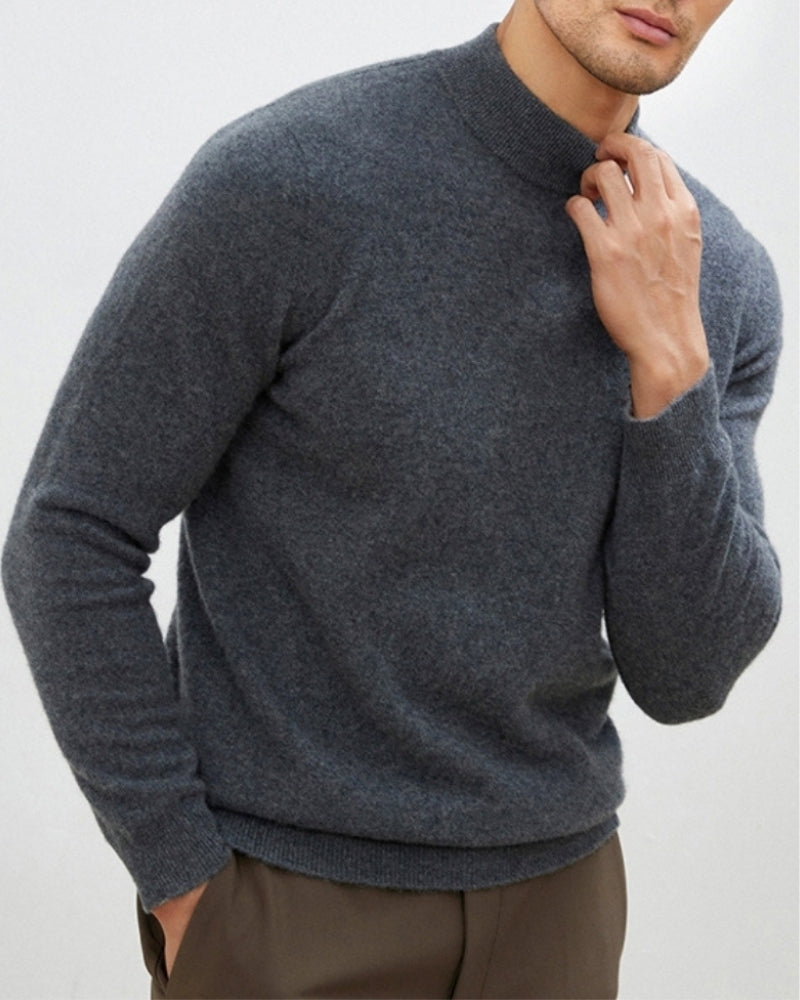 Męski golf wełniany dopasowany sweter dzianinowy jesienny elegante