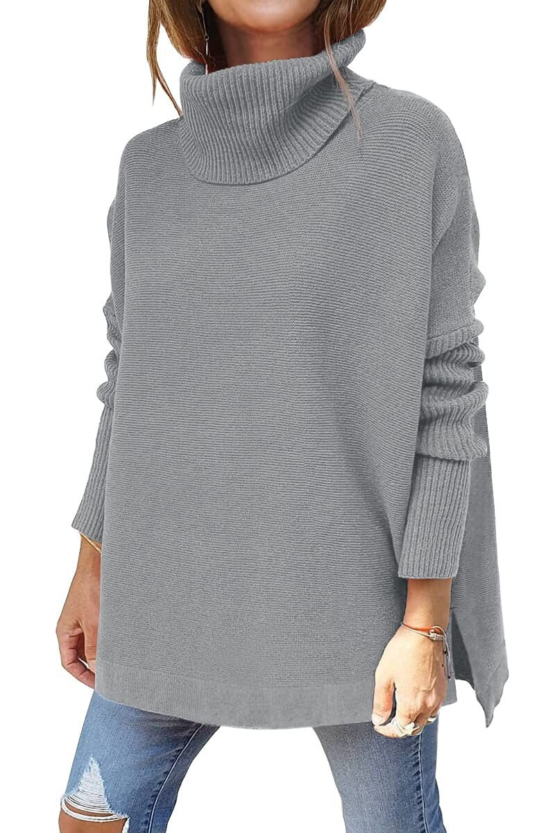 Sweter damski wełniany golf oversize ciepły klasyczny na jesień zimę luźny