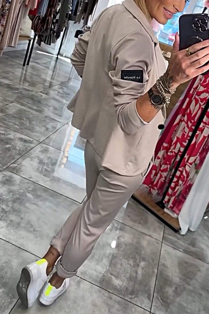 Dámský bavlněný kostým – sako a kalhoty na jaro a léto elegantní komplet