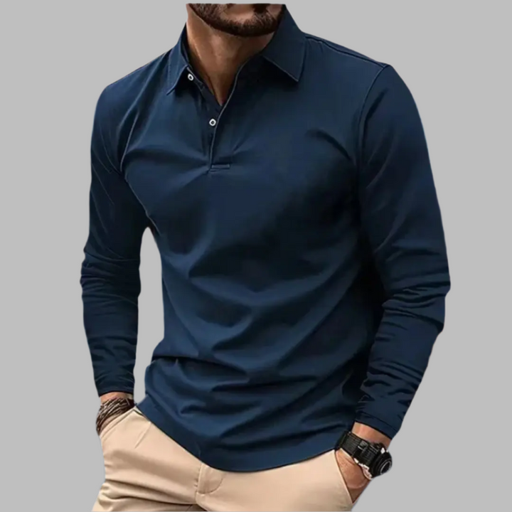 Koszulka polo męska bawełniana z długim rękawem na wiosnę elegancka casualowa