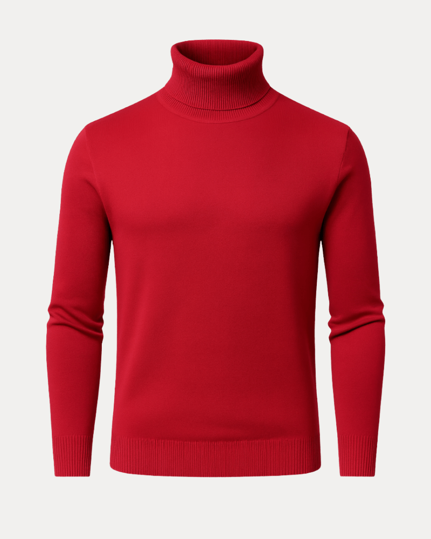 Męski golf bawełniany dopasowany sweter prążkowany jesienny