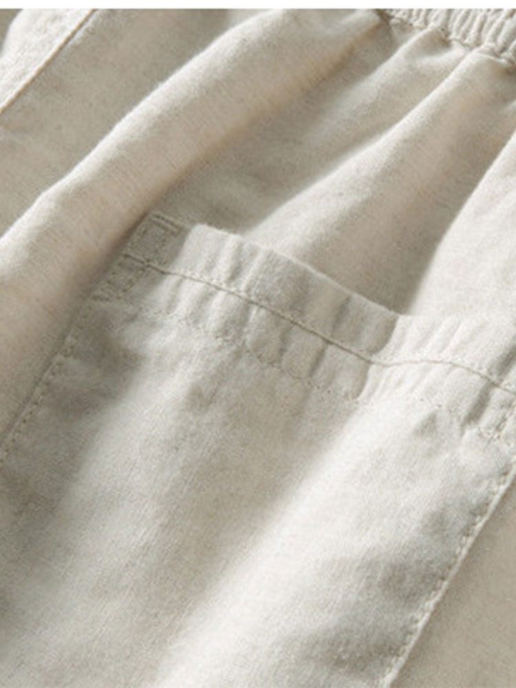 Conjunto masculino de linho camisa e calças respiráveis verão 2026