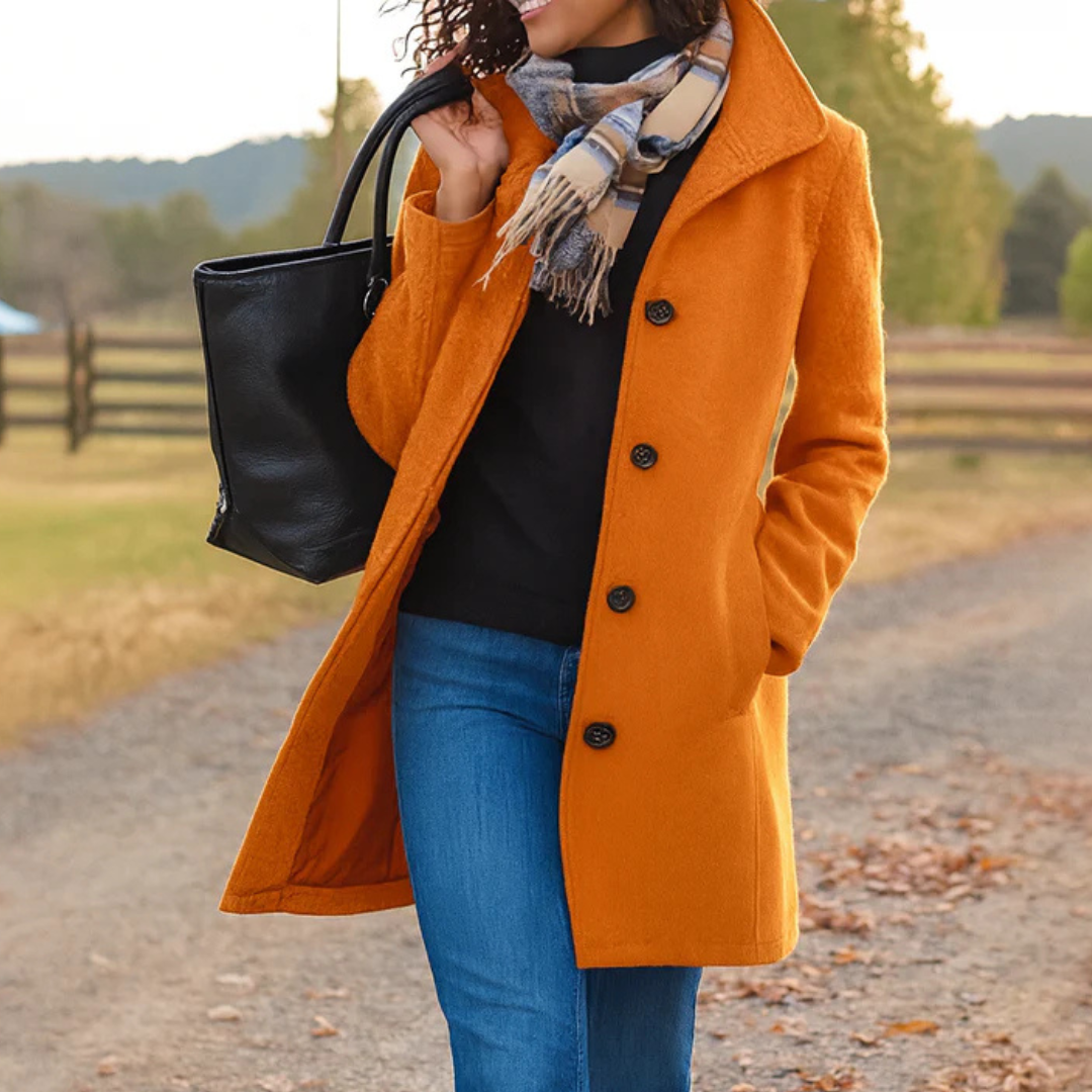 Płaszcz damski z mieszanki wełny na jesień elegancki klasyczny fason na chłodne dni