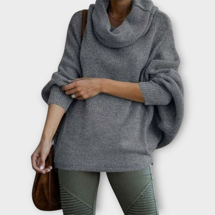 Sweter damski oversize z kominem wełniany jesienny