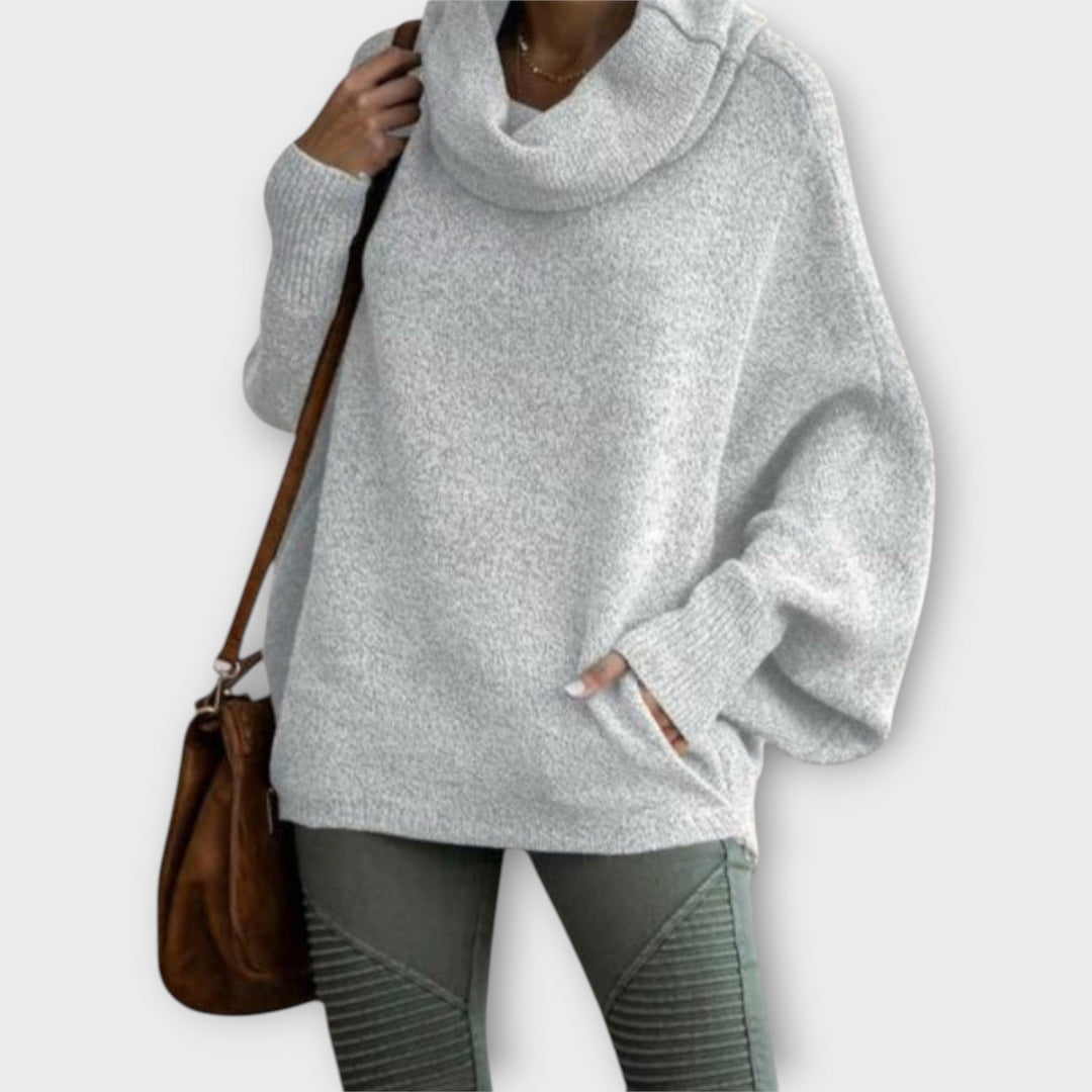 Sweter damski oversize z kominem wełniany jesienny