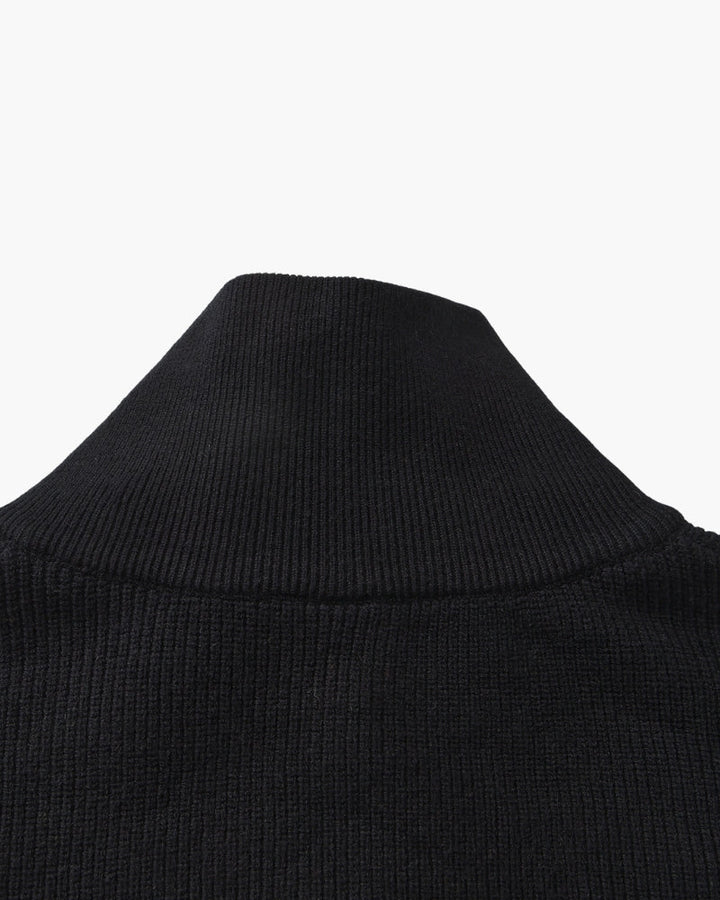 Męski sweter wełniany z zamkiem pod szyją prążkowany jesień smart casual