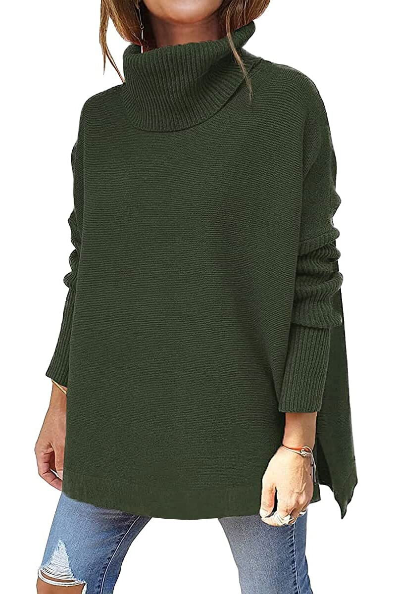 Sweter damski wełniany golf oversize ciepły klasyczny na jesień zimę luźny