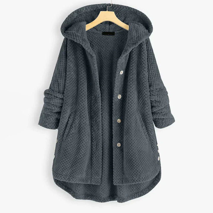 Kurtka damska fleece z kapturem ciepła casual na jesień zimę oversize