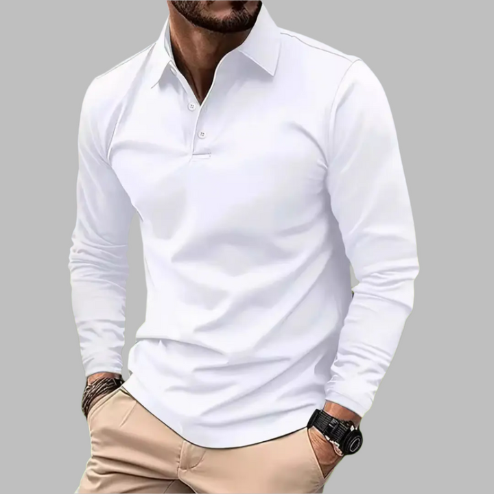 Koszulka polo męska bawełniana z długim rękawem na wiosnę elegancka casualowa