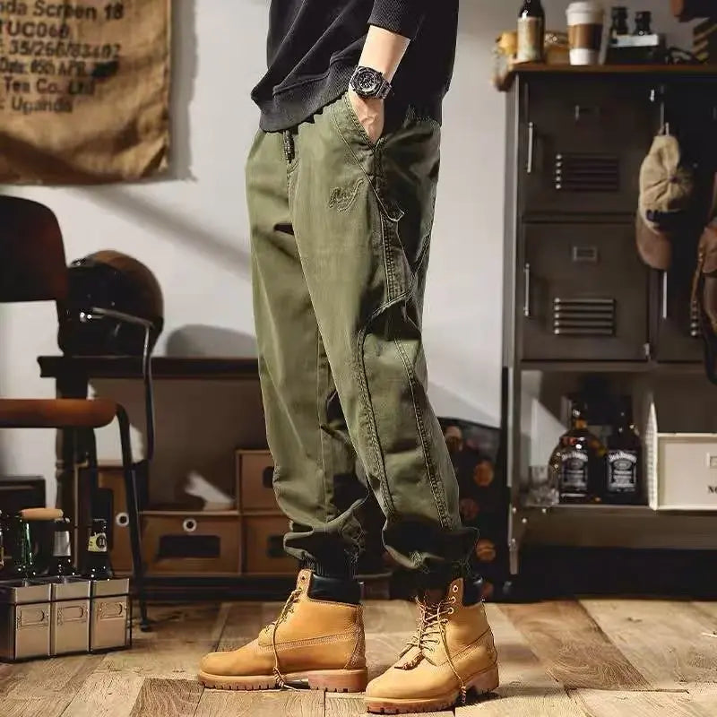 Spodnie cargo męskie bawełniane jogger spodnie męskie casual na wiosnę styl militarny