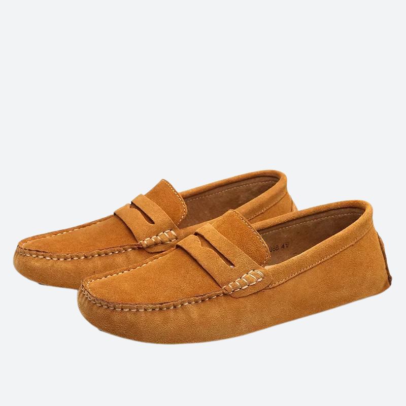 Mokasyny męskie skórzane loafersy na wiosnę eleganckie buty casual wsuwane