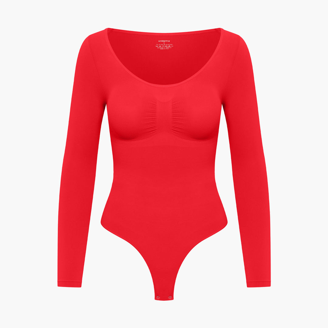 Body damskie modelujące bawełniane z długim rękawem seamless na jesień i zimę