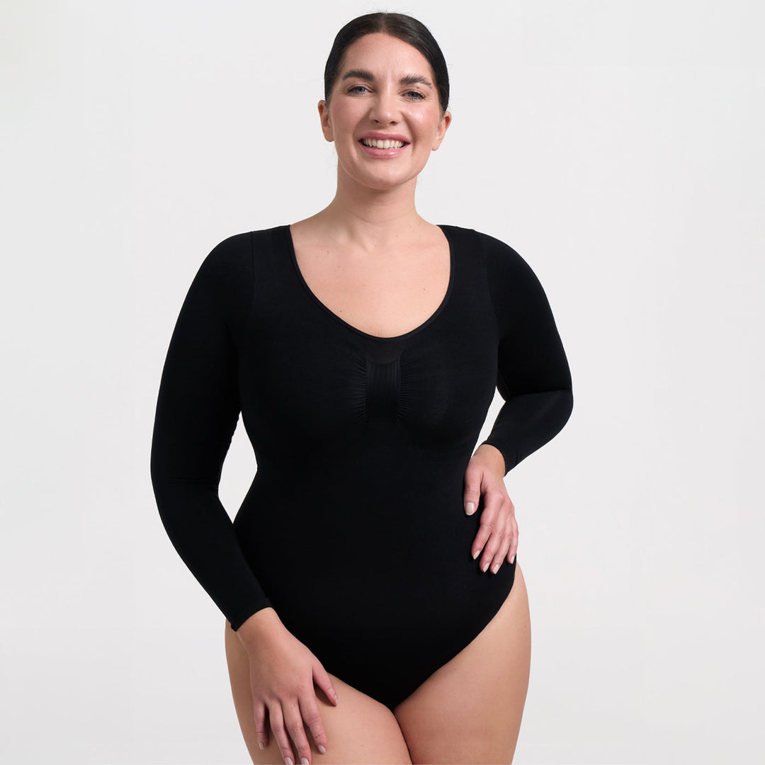 Body damskie modelujące bawełniane z długim rękawem seamless na jesień i zimę