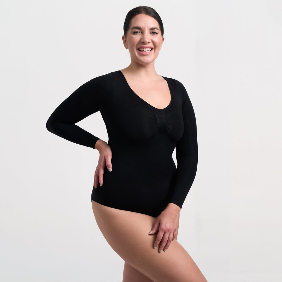 Body damskie modelujące bawełniane z długim rękawem seamless na jesień i zimę