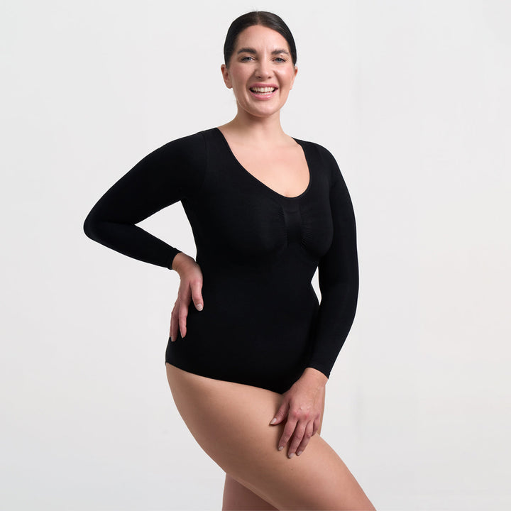 Body damskie modelujące bawełniane z długim rękawem seamless na jesień i zimę