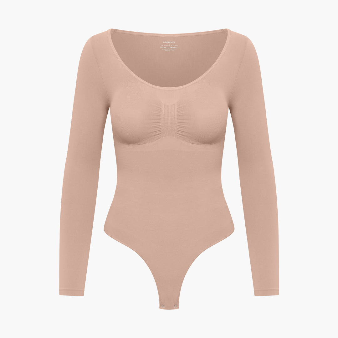 Body damskie modelujące bawełniane z długim rękawem seamless na jesień i zimę