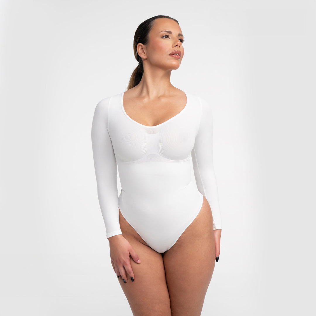 Body damskie modelujące bawełniane z długim rękawem seamless na jesień i zimę