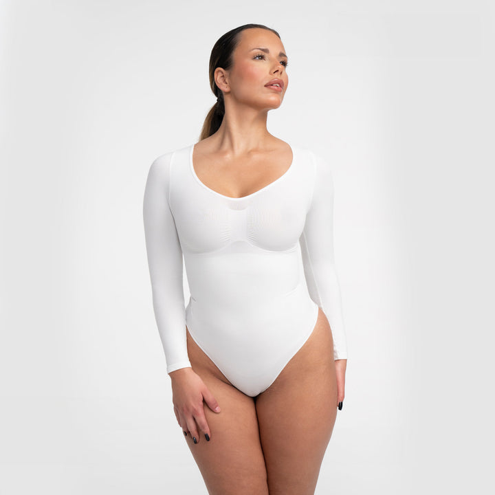 Body damskie modelujące bawełniane z długim rękawem seamless na jesień i zimę