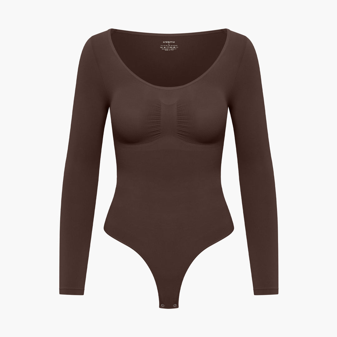 Body damskie modelujące bawełniane z długim rękawem seamless na jesień i zimę