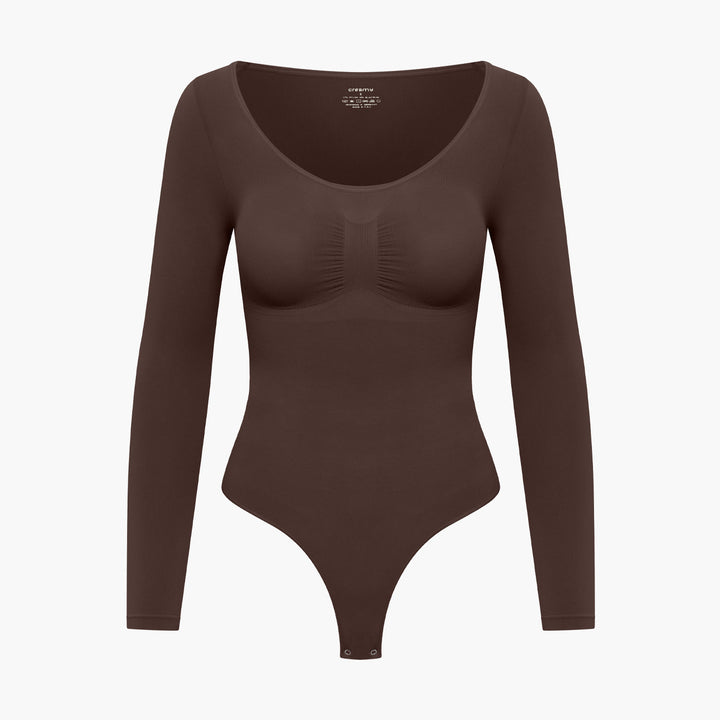 Body damskie modelujące bawełniane z długim rękawem seamless na jesień i zimę