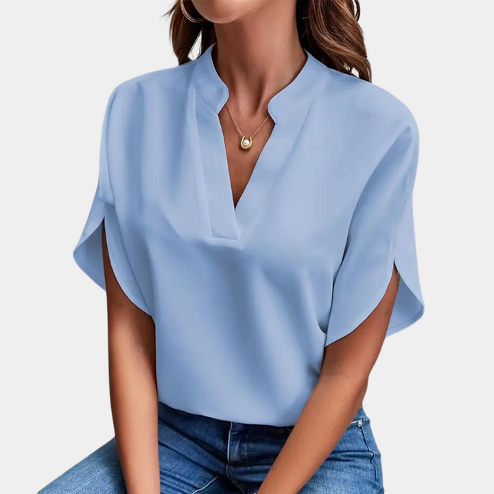 Bluzka damska bawełniana elegancka krótki rękaw na wiosnę lato lekka casualowa