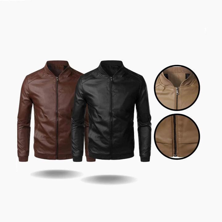 Casaco de homem clássico em pele, elegante, estilo ramoneska, primavera, casual, slim fit