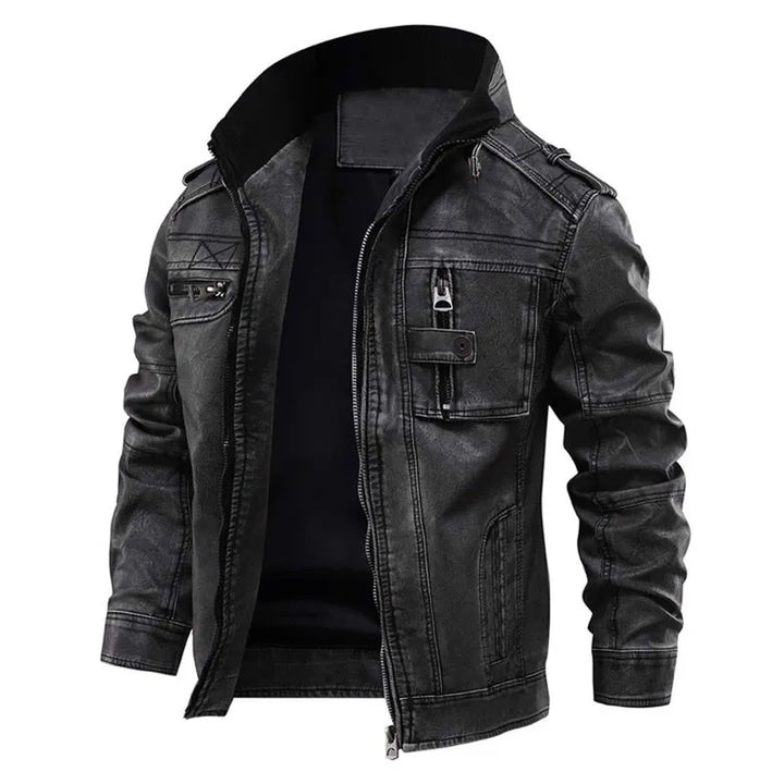 Kurtka męska skórzana biker na wiosnę i jesień casualowa elegancka krótka klasyczna
