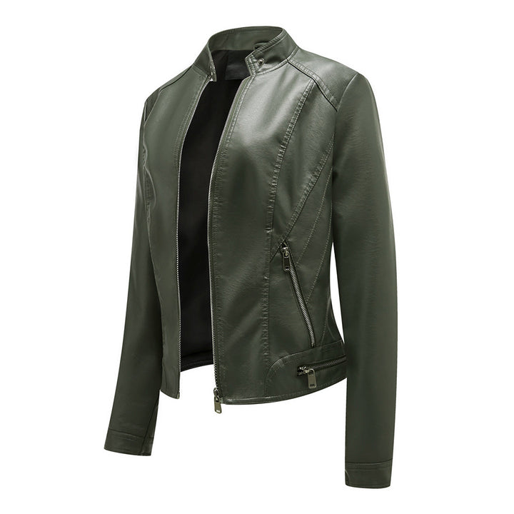 Kurtka damska skórzana biker ramoneska na wiosnę i jesień lekka elegancka casualowa
