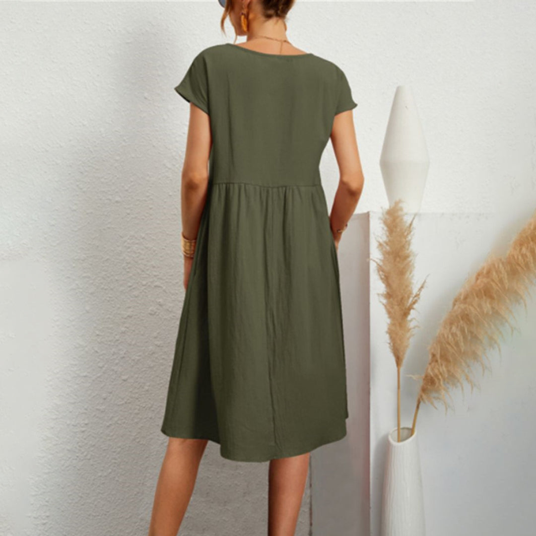 Sukienka damska bawełniana letnia midi casual krótki rękaw lekka na lato elegancka