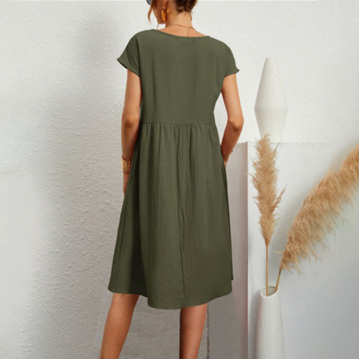 Sukienka damska bawełniana letnia midi casual krótki rękaw lekka na lato elegancka