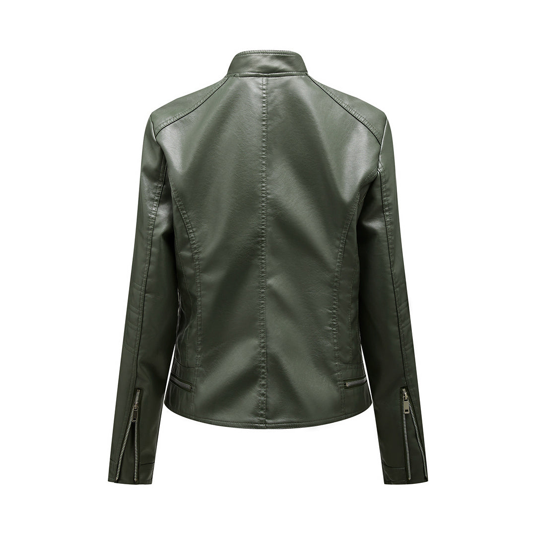 Kurtka damska skórzana biker ramoneska na wiosnę i jesień lekka elegancka casualowa
