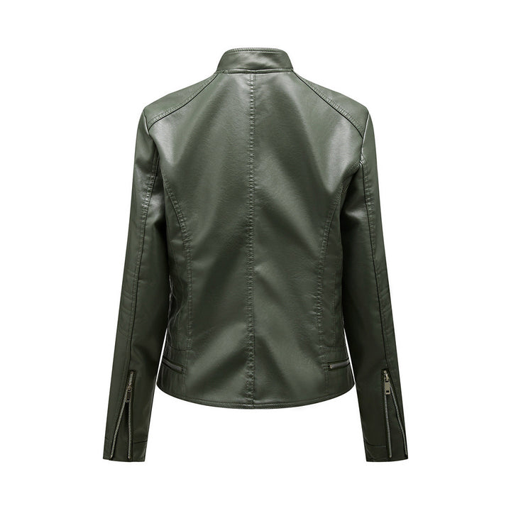 Kurtka damska skórzana biker ramoneska na wiosnę i jesień lekka elegancka casualowa