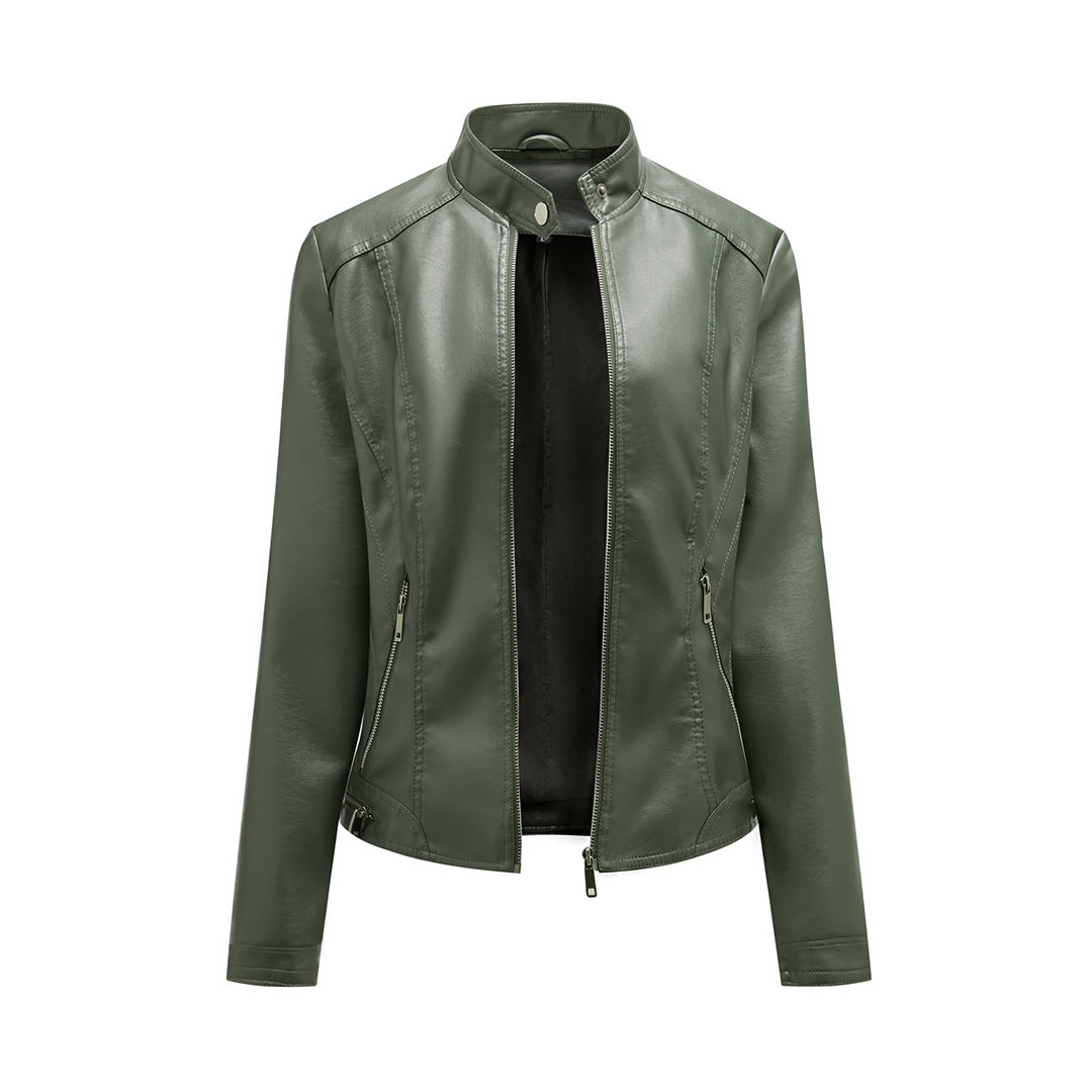 Kurtka damska skórzana biker ramoneska na wiosnę i jesień lekka elegancka casualowa