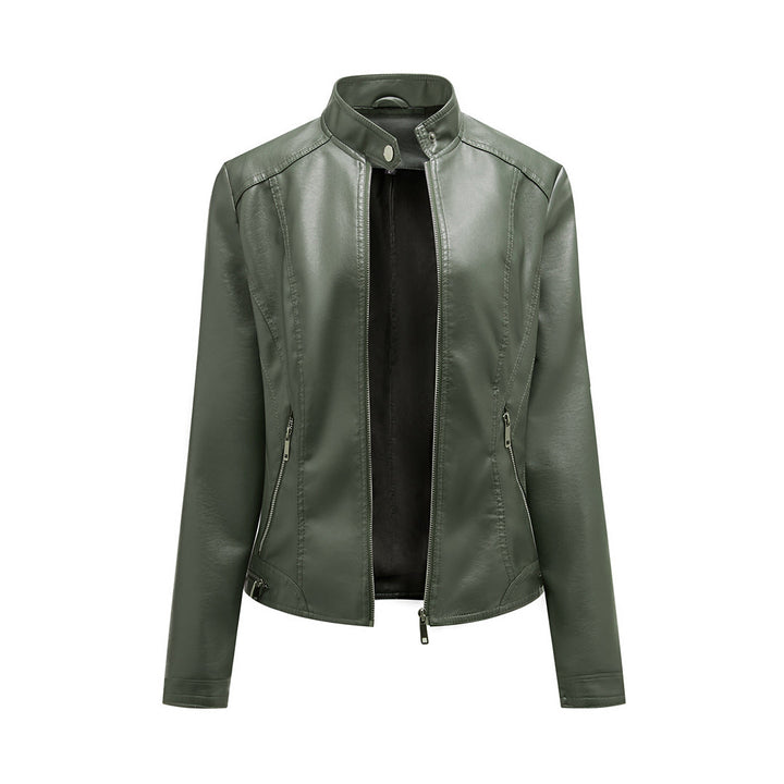 Kurtka damska skórzana biker ramoneska na wiosnę i jesień lekka elegancka casualowa