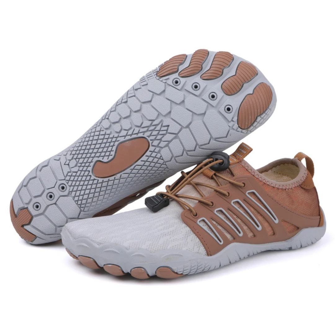 Buty barefoot skórzane z szerokim przodem i cienką podeszwą lato 2026