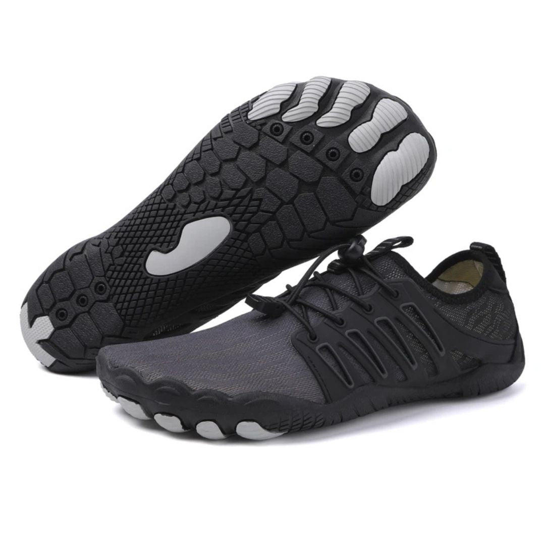 Buty barefoot skórzane z szerokim przodem i cienką podeszwą lato 2026