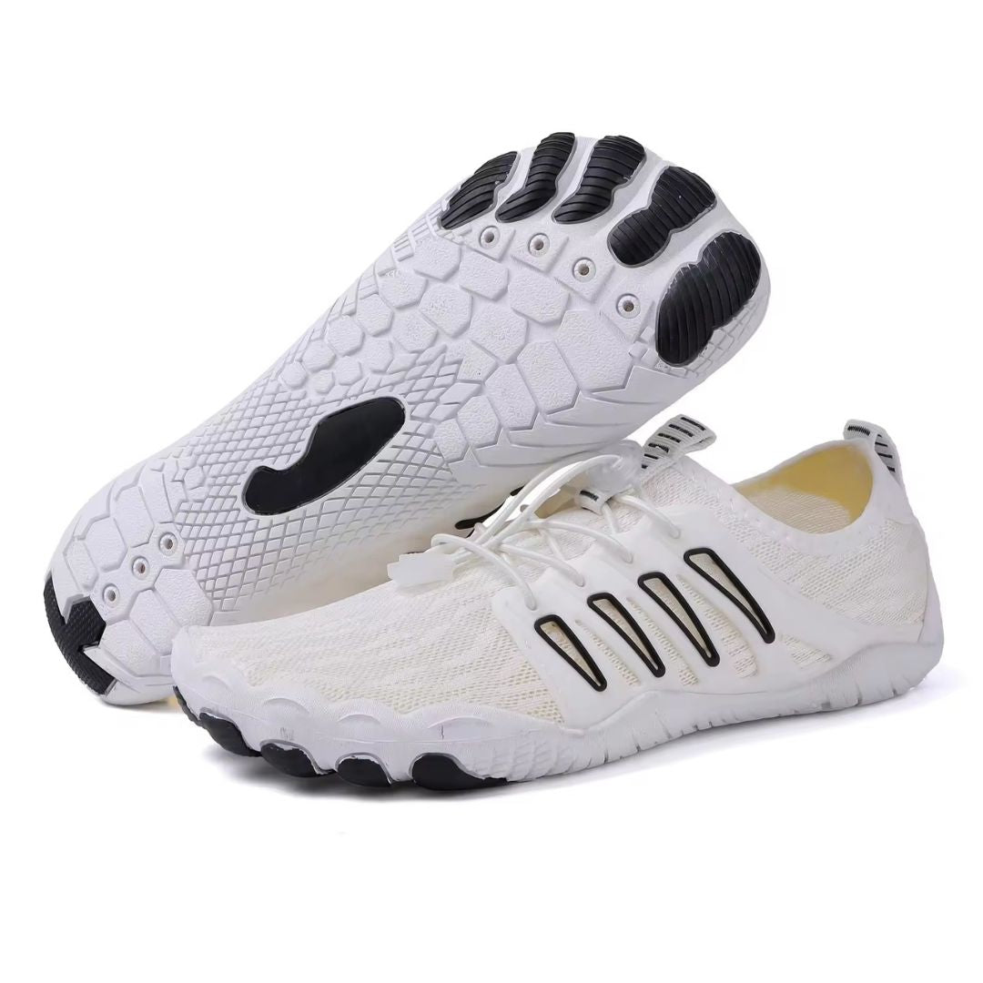 Buty barefoot skórzane z szerokim przodem i cienką podeszwą lato 2026