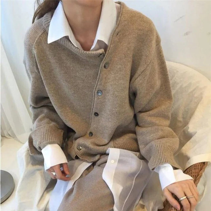 Sweter damski wełniany kardigan wiosenny zapinany casualowy luźny dzianinowy