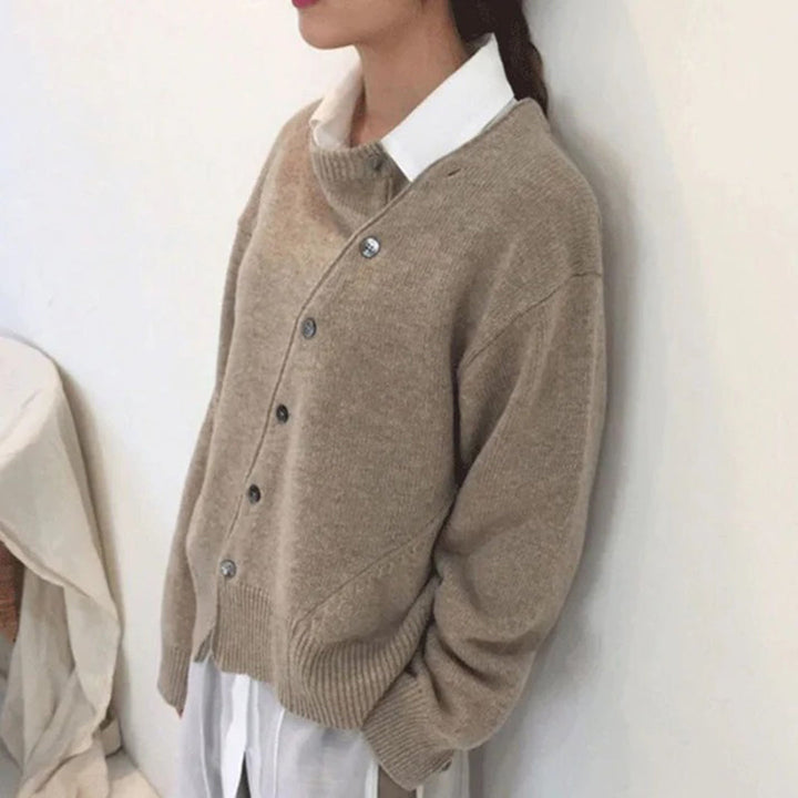 Sweter damski wełniany kardigan wiosenny zapinany casualowy luźny dzianinowy