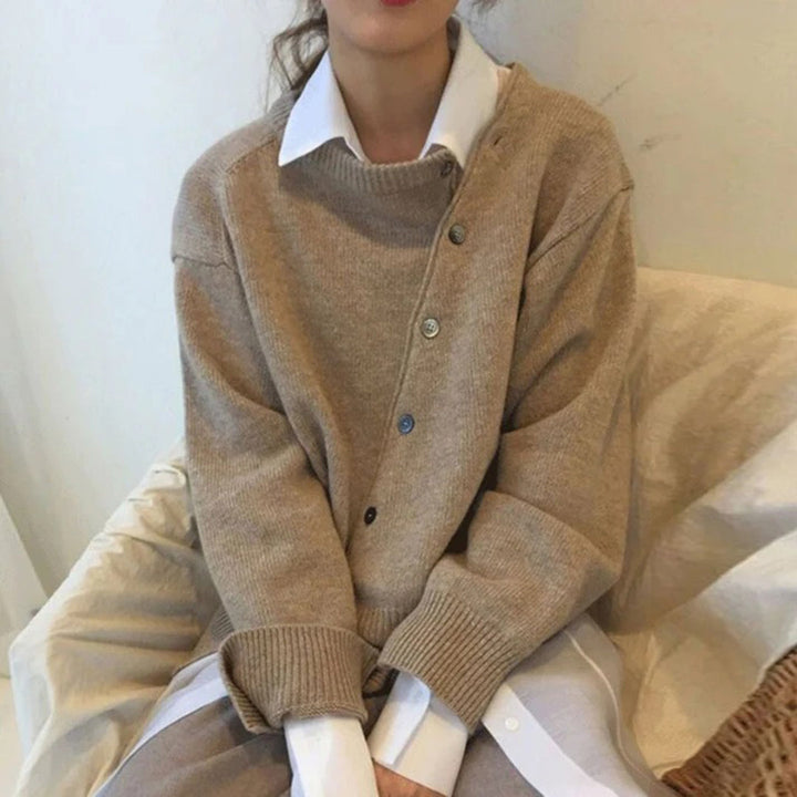 Sweter damski wełniany kardigan wiosenny zapinany casualowy luźny dzianinowy