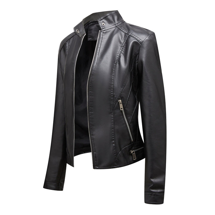 Kurtka damska skórzana biker ramoneska na wiosnę i jesień lekka elegancka casualowa