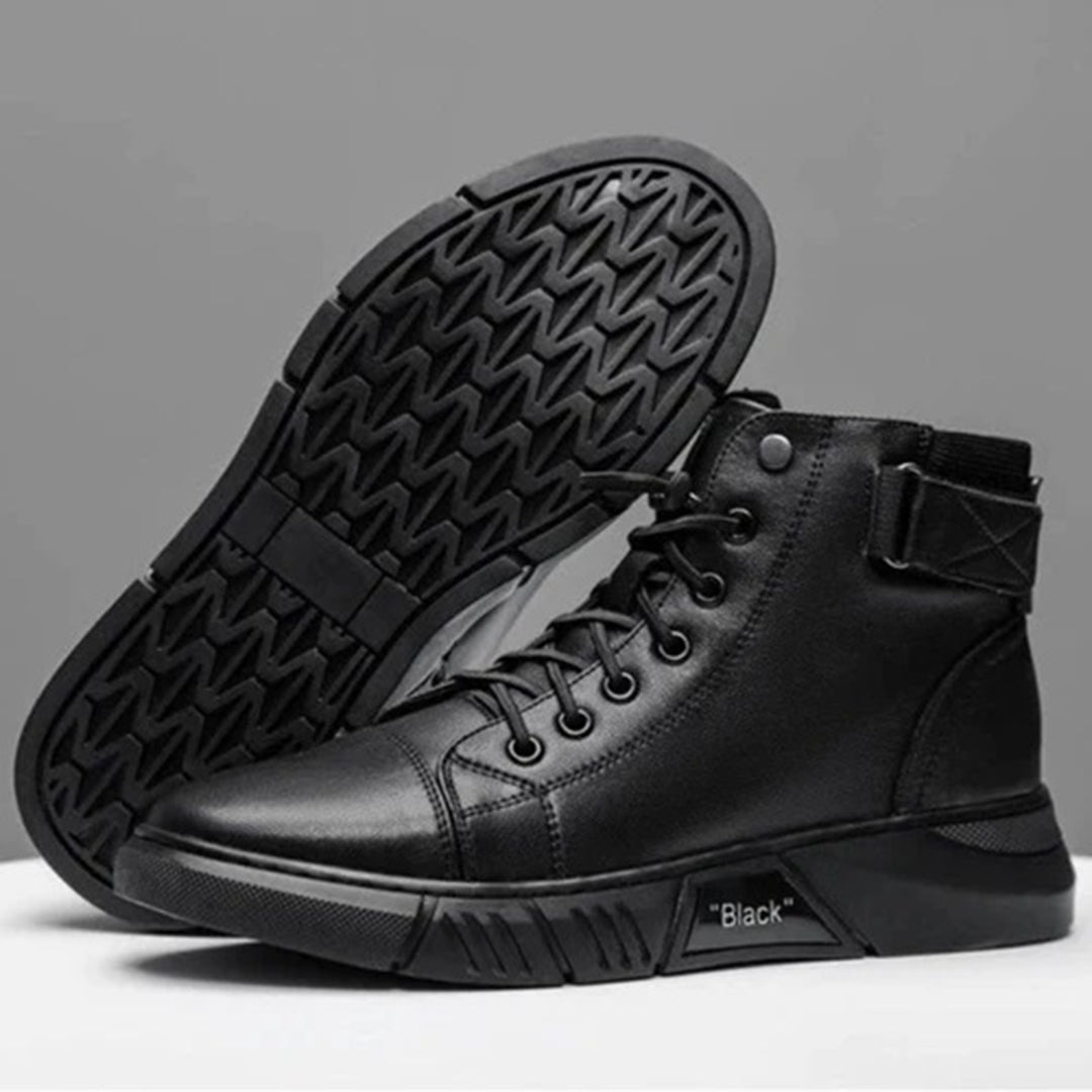 Buty zimowe męskie skórzane ocieplane botki casual wygodne na zimę wysokie