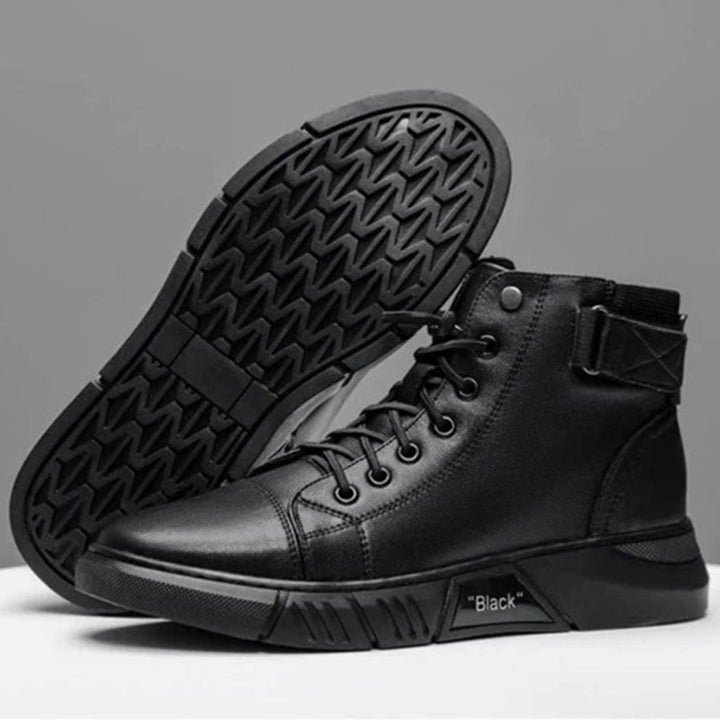 Buty zimowe męskie skórzane ocieplane botki casual wygodne na zimę wysokie