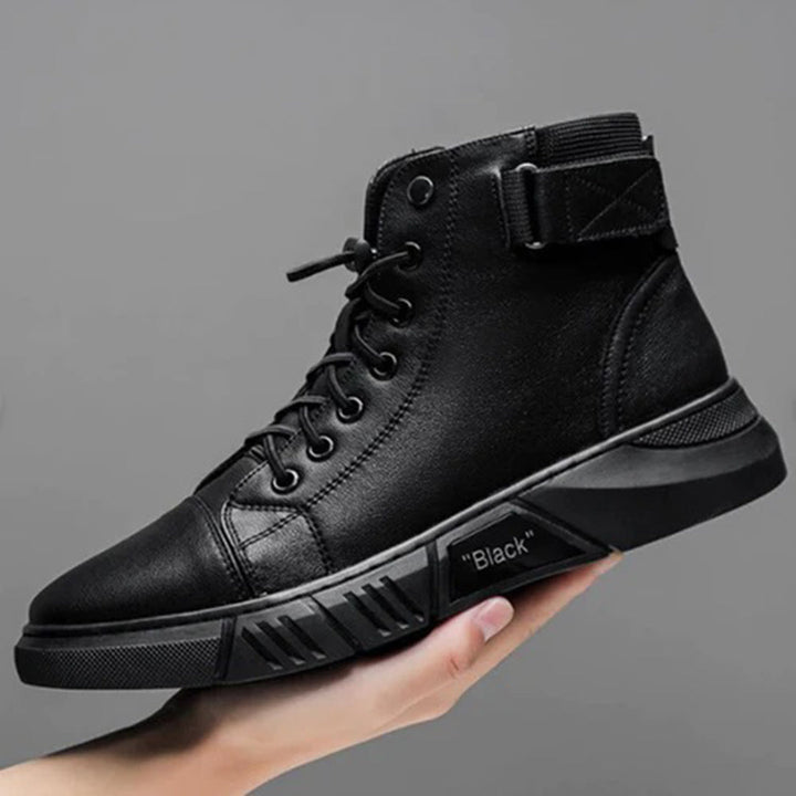 Buty zimowe męskie skórzane ocieplane botki casual wygodne na zimę wysokie
