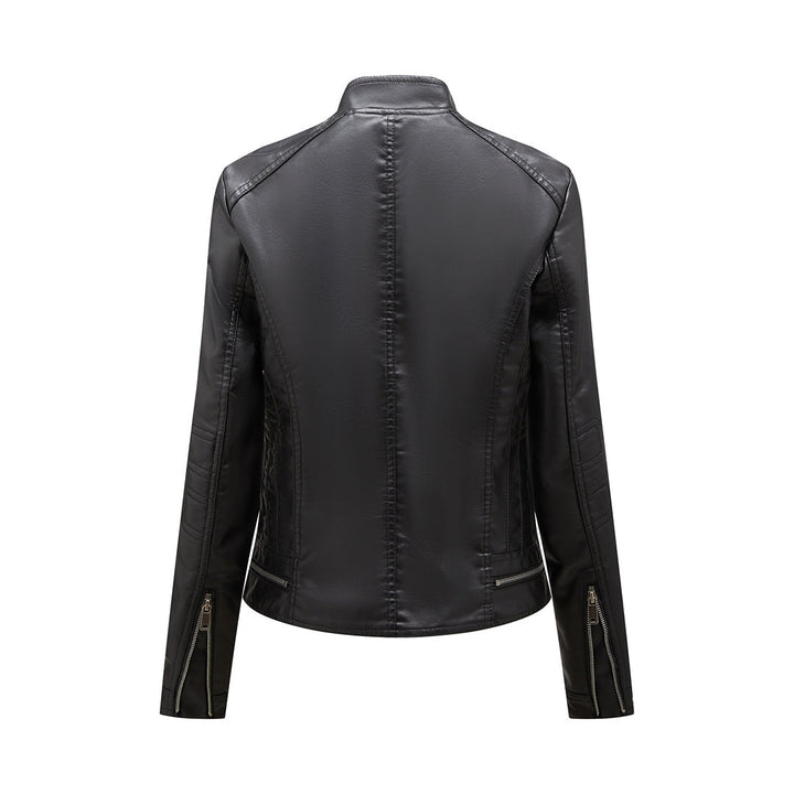 Kurtka damska skórzana biker ramoneska na wiosnę i jesień lekka elegancka casualowa