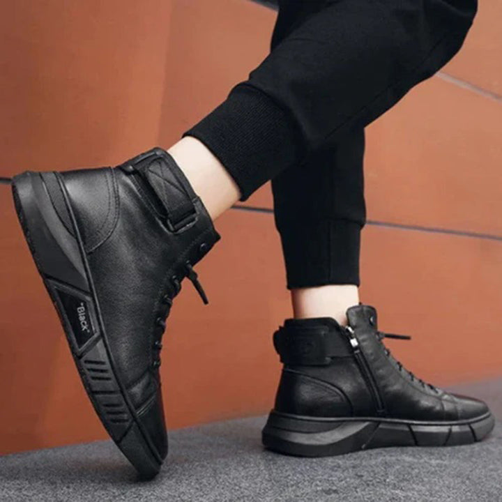 Buty zimowe męskie skórzane ocieplane botki casual wygodne na zimę wysokie