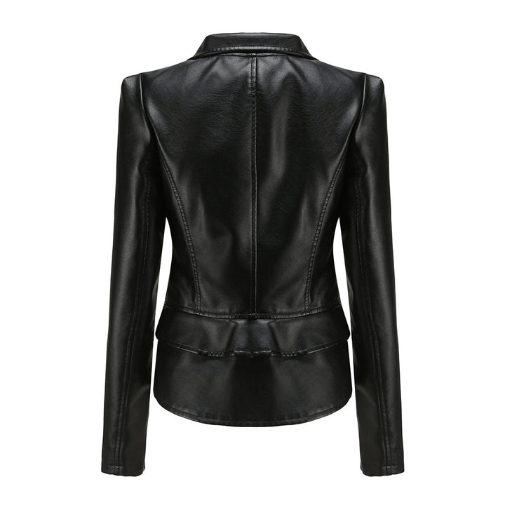 Women's leather biker jacket elegant light spring short stylish jacket