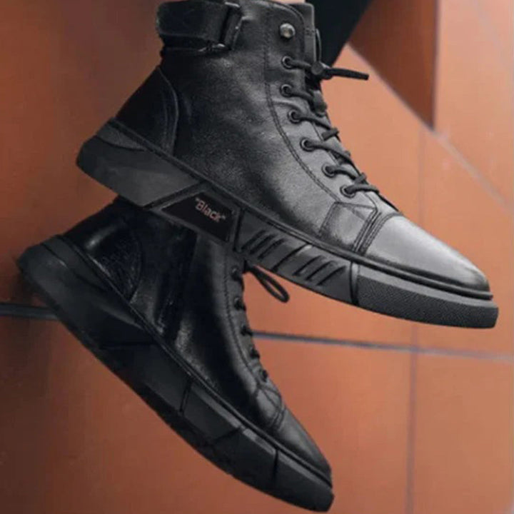 Buty zimowe męskie skórzane ocieplane botki casual wygodne na zimę wysokie