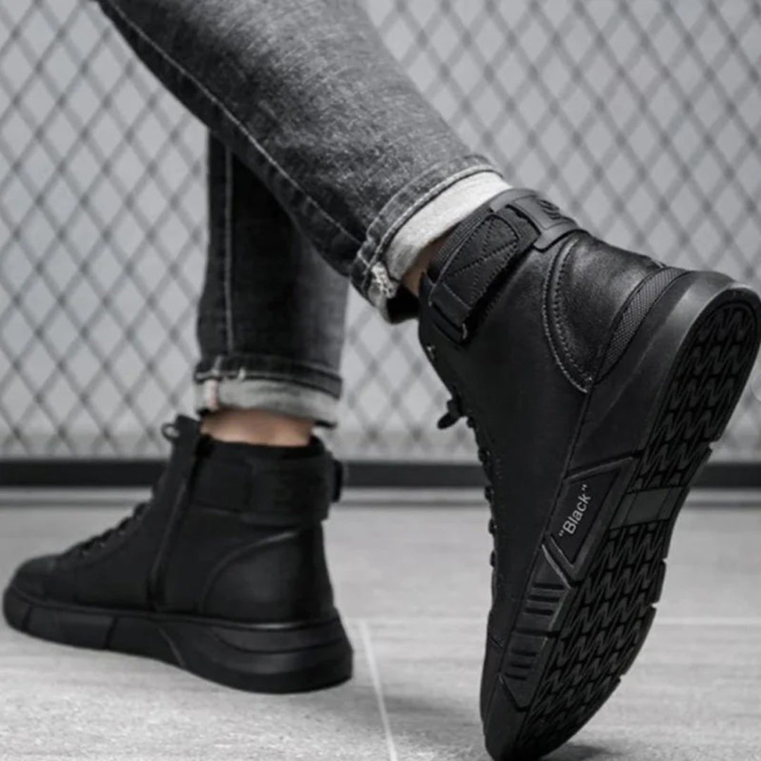 Buty zimowe męskie skórzane ocieplane botki casual wygodne na zimę wysokie