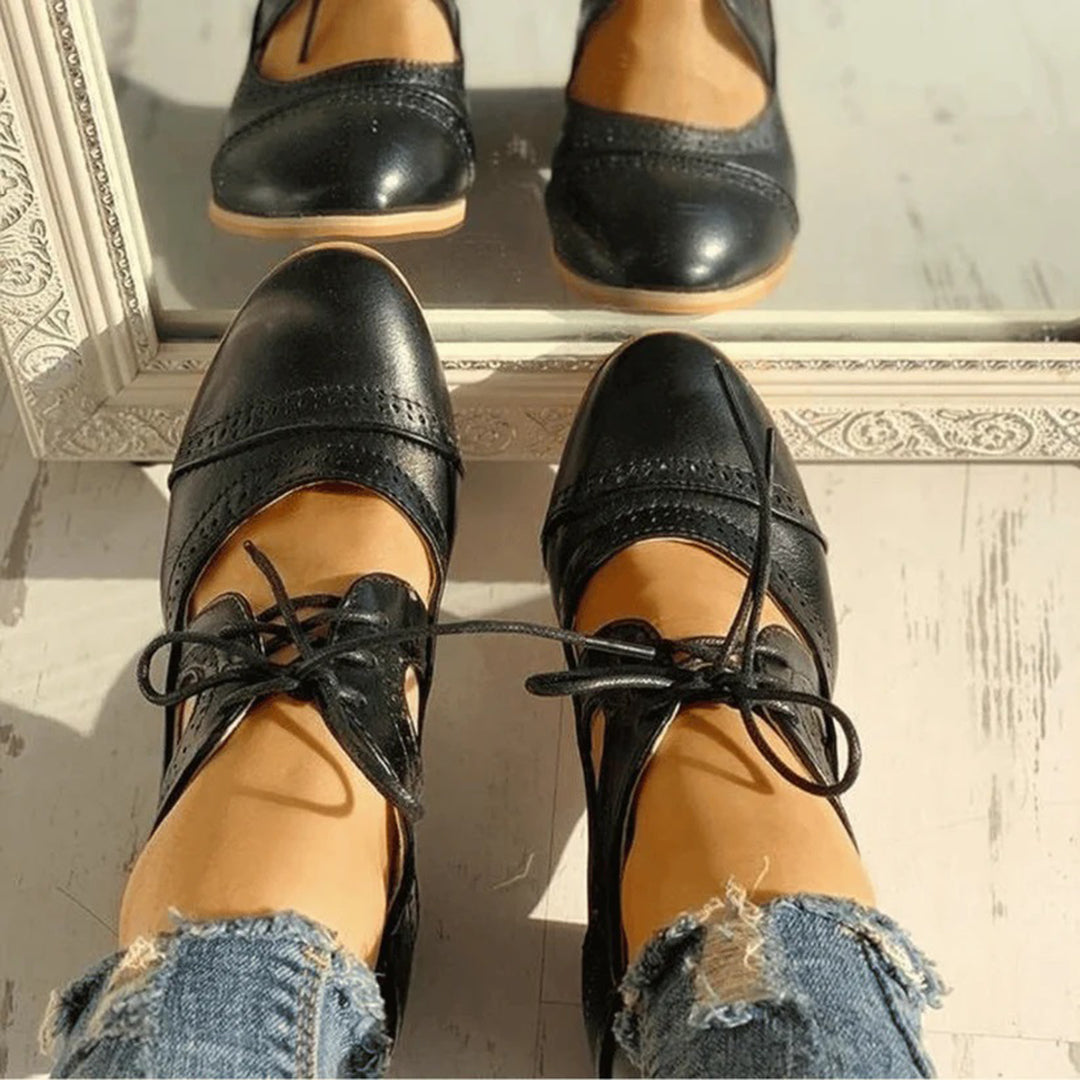 Półbuty damskie skórzane na obcasie eleganckie buty casual na sezon wiosna-lato